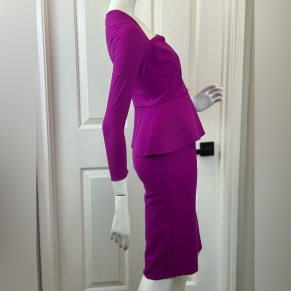 CHIARA BONI LA PETITE ROBE Size 38 Square-Neck 3/4-Sleeve Peplum Dress #0000 - Picture 3 of 16